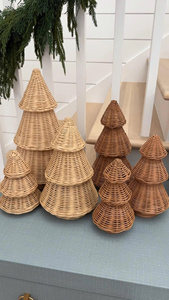 Wholesale Handmade Rattan Christmas <b>Tree</b> Decoration Rustic Woven Customized Color Tabletop Natural Boho Farmhouse Xmas Ornament - Product Image 6
