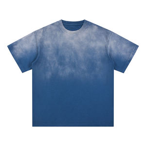 T-shirt en coton lavé pour homme, décontracté, manches courtes, col rond, style vintage, basique et tendance - Product Image 5