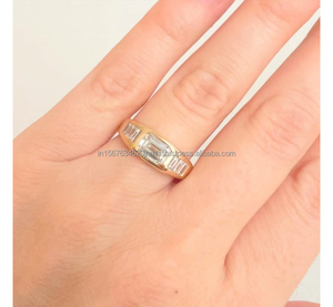 IGI/ Lab Grown Emerald Cut Vintage 14k Yellow Wedding/Engagement <b>Ring</b> Unisex Fine Yellow Gold Anniversary Party-Worthy - Product Image 3
