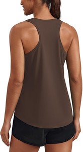 Camiseta sin Mangas para Mujer, Color Verde Oliva, Tejida, Informal, Transpirable, de Color Sólido, Largo Regular - Product Image 3