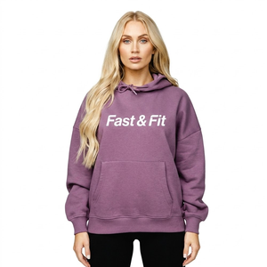 Sudaderas con capucha de punto para mujer, estilo casual, con hombros caídos, transpirables, ecológicas, estampadas, de fabricación profesional, en venta. - Product Image 1