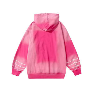 Sudadera con capucha de algodón extragrande con efecto tie-dye degradado, forro polar, corte regular, para uso diario en otoño. - Product Image 5