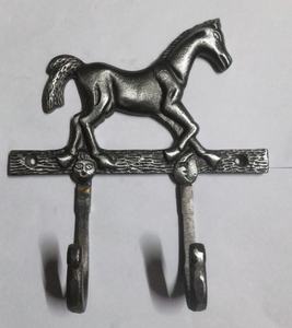 Gancho para abrigos de caballo, de hierro fundido antiguo, rústico, para llaves, con diseño de caballo en movimiento - Product Image 3