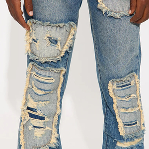 Boys Trendy Ripped Denim <b>Jeans</b> Distressed Style Casual Fashion Bottom Wear / Wholesale Supply With Customizable Logo Designing - Product Image 4