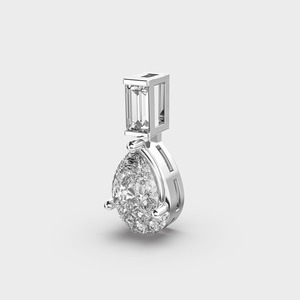 IGI Certified Lab Grown Diamond Pear Shape Drop Pendant with Baguette Cut Top & Micro <b>Cluster</b> in Solid 925 Sterling Silver - Product Image 3