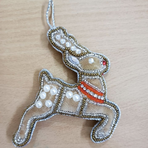 Beaded Reindeer Christmas <b>Tree</b> <b>Stand</b> with Glass and Pearls Festive Hanging Decoration for <b>Tree</b> Gift - Product Image 3
