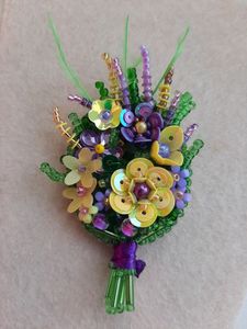 MD HANDICRAFTS Luxury Floral Embroidery Brooch with Hand Sewn Crystal Beads and Pearls Elegant Handmade <b>Wedding</b> Brooch - Product Image 3