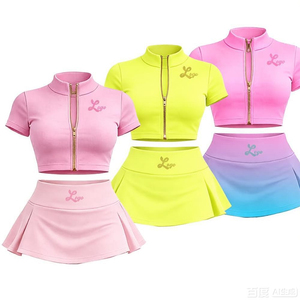 Conjunto de Chaqueta Deportiva con Capucha y Pantalones Cortos para Mujer, Diseño Vintage, Transpirable, Impermeable, con Forro y Cremallera, Personalizable con Logotipo, para Uso Diario - Product Image 2
