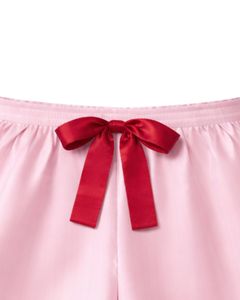 <b>Light</b> Pink Red Satin Women Pajama Set Silk Sleepwear Spaghetti Strap Cami And Shorts Soft Luxury Nightwear Summer <b>Lounge</b> Set - Product Image 6