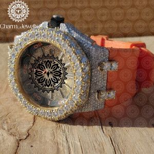 Charm Jewells Luxury Men's Watch 40mm Stainless Steel Diamond Encrusted <b>Chronograph</b> Analog Mechanical Movement 10 Bar Water - Product Image 6
