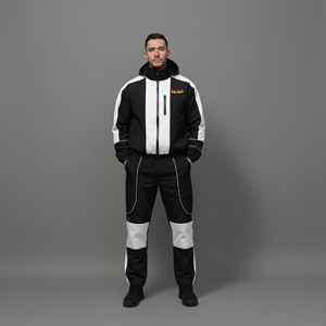 Vêtements décontractés personnalisés avec logo imprimé OEM, coupe-vent épais bicolore, streetwear confortable avec fermeture éclair, ensemble 2 pièces pour homme - Product Image 1