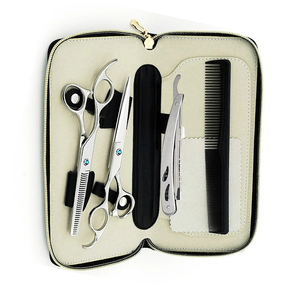 Kit Profesional de Peluquería para Barbero: Tijeras de Entresacar de Acero Inoxidable Pulido Espejo, Tijeras Afiladas, Peine Recto y Tijeras de Corte Recto para Salón - Product Image 4