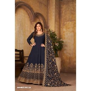 Último Modelo de Salwar Kameez Anarkali Largo de Diseñador con Elegante Bordado en Georgette Sintético para Mujeres Adultas, Ideal para Fiestas, Festivales y Bodas - Product Image 1