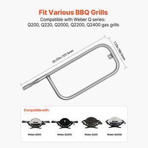 Tube de brûleur pour barbecue Weber Q200-Q2400, 20,5 pouces, en acier inoxydable 304, pour accessoires de barbecue, modèles 396000 et 396001 - Product Image 2