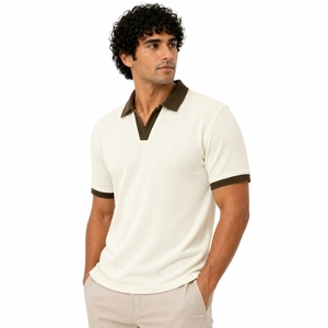Polo à manches courtes pour homme de haute qualité, couleur unie, tricoté, décontracté, respirant, design personnalisé - Product Image 1
