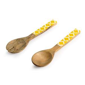 Juego de servidores de madera para ensalada, utensilios de Metal para cortar y servir pasteles - Product Image 4