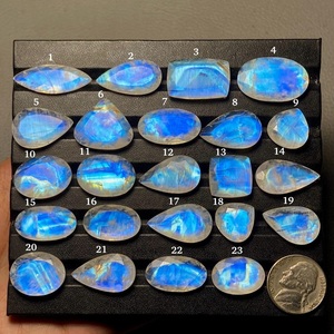 Pierres de lune arc-en-ciel naturelles facettées, de haute qualité, couleur bleue, pierres précieuses en vrac pour la création de bijoux, pierres de lune facettées DIY - Product Image 2