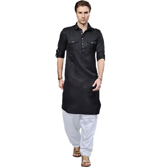Beste Kwaliteit Stof Kurta Shirt Salwar Kameez Ontwerpen Voor Mannen Slim Fit Shirt