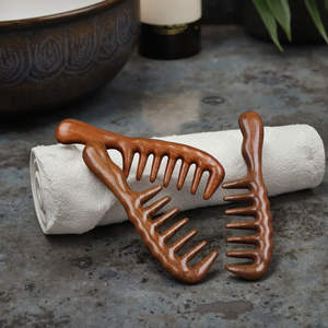 Top Selling Sandalwood Wide Tooth Comb for Women Thick Hair Detangling <b>Scalp</b> <b>Massage</b> Anti-Static Wooden Religious Handcrafted - Product Image 2