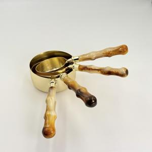 Long Resin Handle Measuring Scoop Set 202 Stainless Steel Coffee Spoon Powder Wood Coffee Scoops Measuring Spoon for Baking - Product Image 2