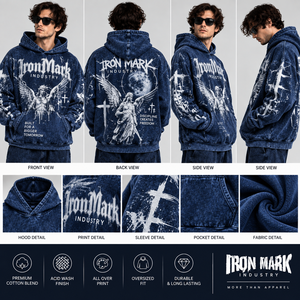 เสื้อฮู้ดดี้ผู้ชายทรงโอเวอร์ไซส์ ยี่ห้อ Iron Mark Industry ผ้าเฟรนช์เทอร์รี่ 330 กรัม ซิปหน้า ล้างสีแบบแอซิดวอช ลายพิมพ์สตรีทแวร์ ผ้าคอตตอนผสมคุณภาพพรีเมียม - Product Image 1