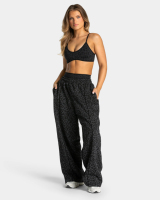 Joggers décontractés pour femmes, taille mi-haute, coupe ample, style streetwear, en molleton 100% coton, avec dentelle peinte, noir, collection hiver, ODM