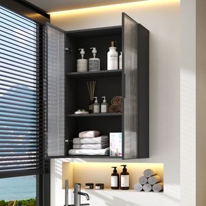 Armadio da Parete con Porta in Vetro per Bagno e Cucina, Ideale per lo Stoccaggio sul Balcone - Product Image 3