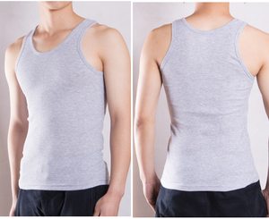 เสื้อกล้ามถักสีทึบสำหรับผู้ชาย คอกลม ชุดลำลอง สีดำ สีขาว สีเทา - Product Image 2