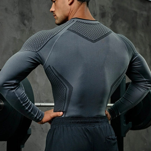 T-shirt moulant sans couture à manches longues pour homme OEM ODM, séchage rapide, idéal pour l'entraînement, la gym, le sport, sous-vêtement de fitness - Product Image 2
