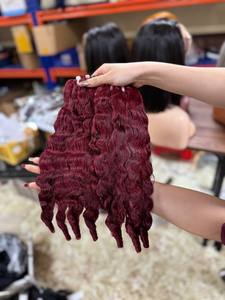 Nouveau produit birman bouclé trame cheveux 100% vietnamien cheveux humains couleur bordeaux pleine taille Double dessiné cheveux fabriqués au Vietnam - Product Image 2