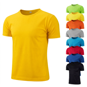 T-shirt à manches courtes pour homme, uni, couleur unie, col rond, coupe classique, décontracté, en coton tricoté respirant, blanc et multicolores - Product Image 3