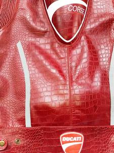 Ducat Cors Red Croco Embossed Leather Breathable <b>Racing</b> <b>Jacket</b> Full Sleeve Men Women Biker Windproof Adults Custom Plus Sizes - Product Image 4