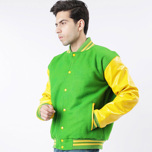 เสื้อแจ็คเก็ตวาร์ซิตี้สีเขียวเหลืองสำหรับผู้ชาย วัสดุ PU ปกคอพับ สไตล์ลำลอง ใส่ได้ในฤดูใบไม้ร่วง ทรงปกติ ติดกระดุม - Product Image 5