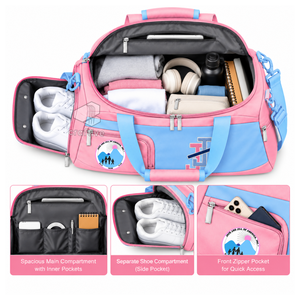 Bolsa de Viaje Deportiva con Compartimento para Zapatos, Color Rosa, de Cordura, para Mujer, Marca Jack And Jill Of America - Product Image 2