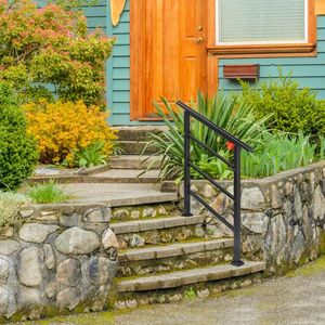 Rampe d'escalier transitoire en fer forgé pour extérieur, 1 à 3 marches, avec kit d'installation, noire, dispositif d'aide - Product Image 4