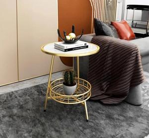 Modern Marble Top Console <b>Table</b> <b>with</b> Gold Metal Base <b>Storage</b> Shelf Living Room Furniture - Product Image 3
