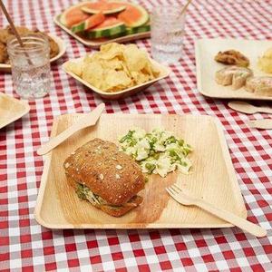 <b>Disposable</b> Palm Leaf Square <b>Plates</b> With Tray For Takeaway Casual Use Eco-Friendly Biodegradable Natural Dishware - Product Image 2