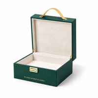 Boîte cadeau de luxe personnalisée de style valise verte avec logo estampé à chaud et poignée pour emballage de parfums et cosmétiques haut de gamme