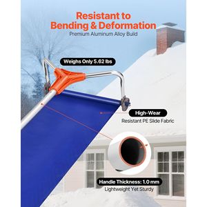 Rastrello da Tetto Leggero con Lama in Alluminio da 17 Pollici, Ruote Regolabili da 4,1-17,2 Piedi per Rimozione Neve - Product Image 3