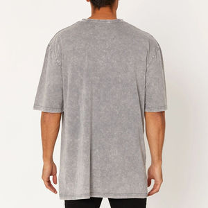 Camiseta de punto para hombre, corte regular, estilo vintage, lavado ácido, 100% algodón, ecológica, con logotipo personalizado, serigrafía, venta al por mayor - Product Image 6