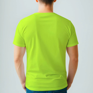 T-shirt décontracté pour homme en laine mérinos 100% écologique, respirant, à manches courtes, col rond, couleur unie, vert néon, tricoté - Product Image 2