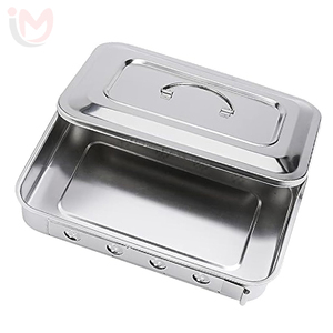 Stainless Steel Surgical Instrument Tray With Lid Manual Medical Dental <b>Tool</b> Organizer Sterilized <b>Metal</b> <b>Box</b> - Product Image 1