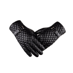 Gants en cuir PU noir matelassé de qualité supérieure avec doublure en fausse fourrure, style rétro, longueur poignet, thermiques, pour l'hiver et les occasions décontractées - Product Image 6