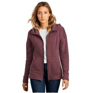 Sudadera con Capucha y Cierre para Mujer, Color Granate, Manga Larga, Tejido de Algodón, Estilo Casual de Invierno, con Logotipo Estampado en la Parte Delantera - Product Image 1