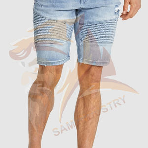 กางเกงยีนส์ขาสั้นผู้ชายสไตล์วินเทจเอวสูงแนวสตรีทแวร์ ดีไซน์สั่งทำได้ ลายเรียบ ระบายอากาศ แห้งเร็ว - Product Image 3