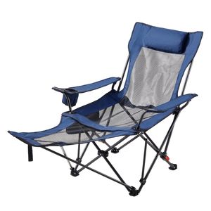 Sedia a Sdraio Pieghevole Portatile in Rete a 4 Posizioni Reclinabili per Campeggio, con Poggiatesta e Poggiapiedi per Adulti - Product Image 1