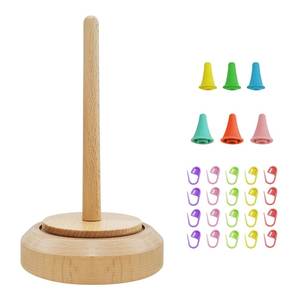 Soporte Redondo de Madera Ecológico y Portátil para Hilos, con Doble Eje, para Tejer y Hacer Ganchillo - Product Image 4