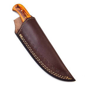 Couteaux de chasse à lame fixe en acier Damas personnalisés, manche en bois, couteau de chasse avec étui en cuir - Product Image 4