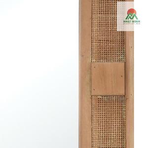 Miroir mural, bois naturel et rotin, 29,5"x39,5". Cadre en bois de sapin naturel avec incrustation de rotin pour une texture et une chaleur organiques. - Product Image 4