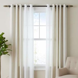 Classic <b>Black</b> Curtain Pole with Bronze Striped Finial and Metal <b>Bracket</b> - Product Image 5